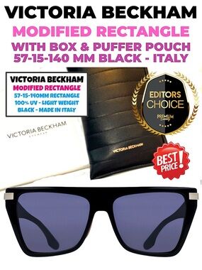 BNWBOX Victoria Beckham Modified Rectangular Sunglasses BLACK